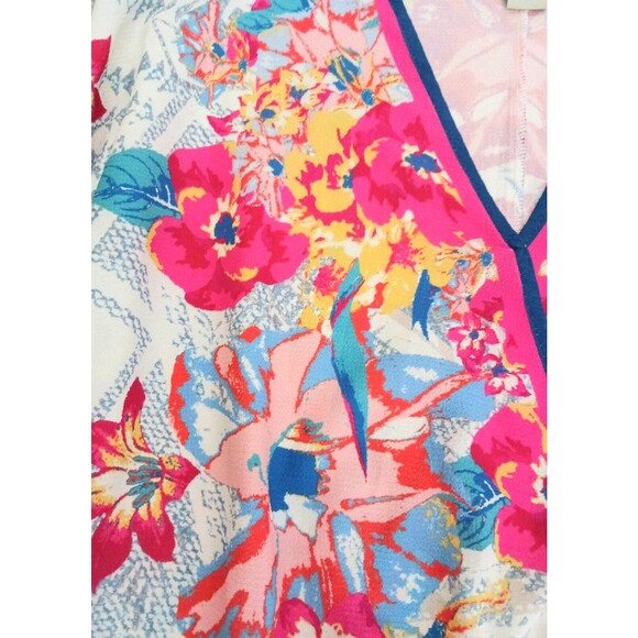 Flying Tomatoe Crop V Neck Kimono Top Colorful Floral Print Stretch Waist Sz M - Picture 6 of 8